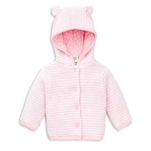 NWT Little Me Striped Cotton Bear Ear Cardigan